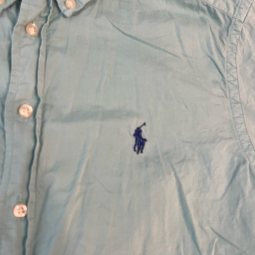 Ralph Lauren light turquoise short sleeve button down size medium 10-12 - Picture 2 of 6